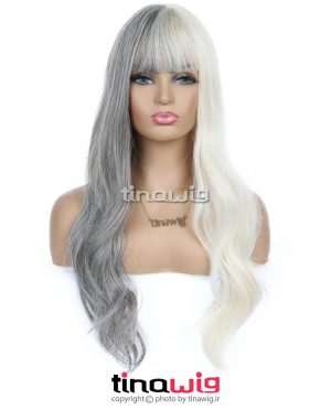 کلاه گیس زنانه candy6081 با موی مصنوعی رنگ خاکستری بلوند