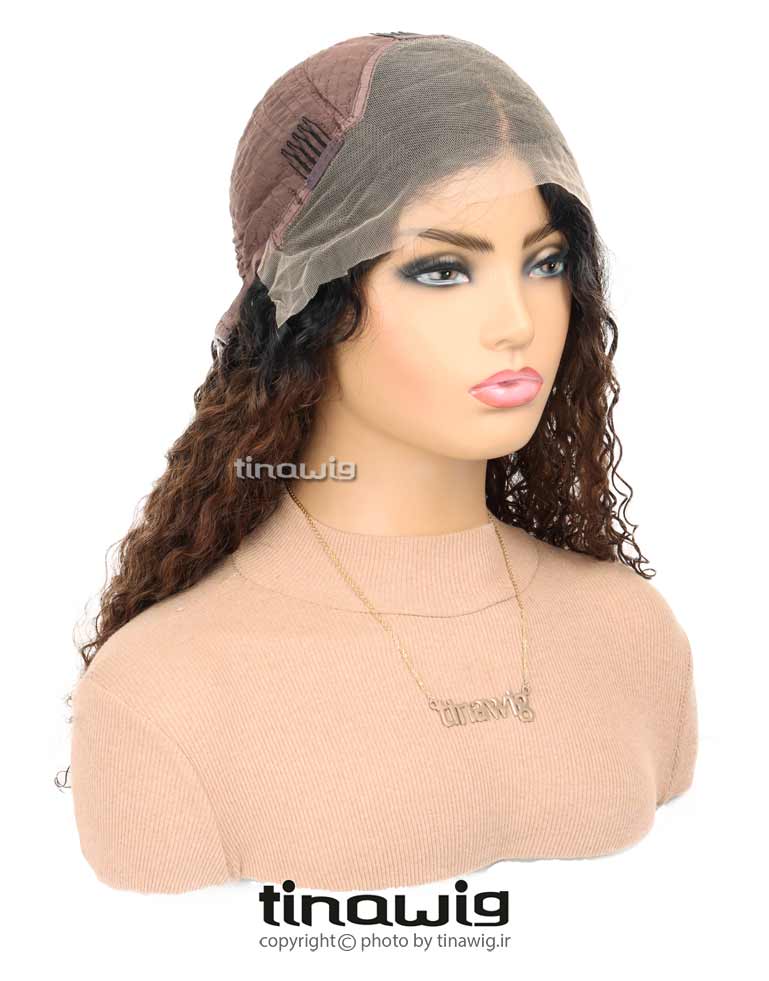 کلاه گیس زنانه emil80-2TT6 با موی طبیعی رنگ آمبره مشکی و قهوه ای