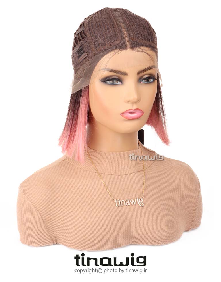 کلاه گیس مصری کدtisa-2TTpink با موی مصنوعی رنگ آمبره صورتی